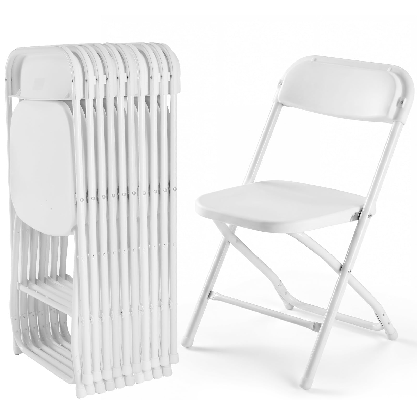 DUMOS Folding Chairs Sets of 10, 330lbs Plastic Stackable Portable Patio Dining Sets, Fold Up for Indoor Outdoor, Camping, Garde
