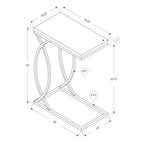 Monarch Specialties Accent Table C-Shaped End Side Snack Living Room Bedroom Metal Grey