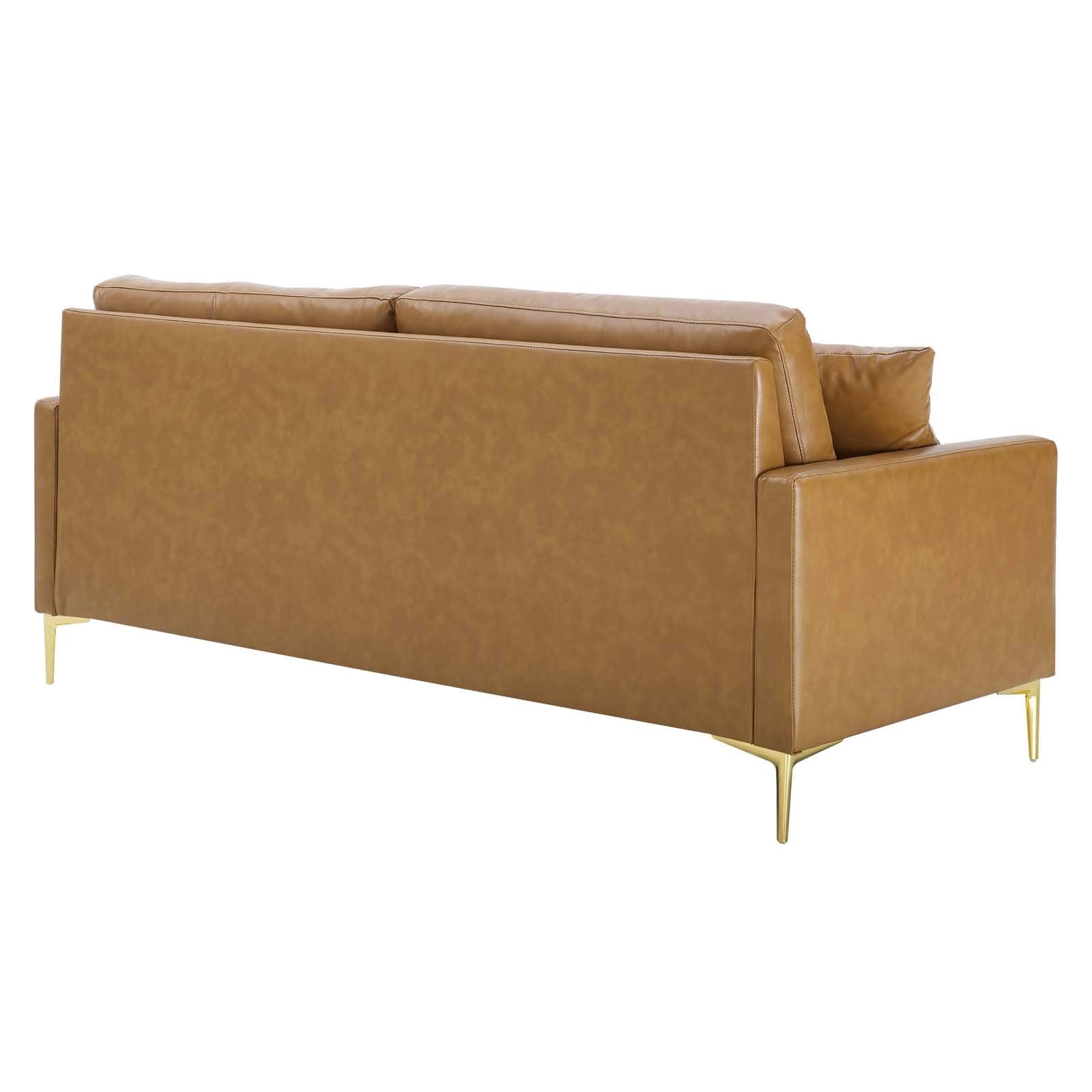 Modway Juliana Vegan Leather Upholstered Sofa in Tan