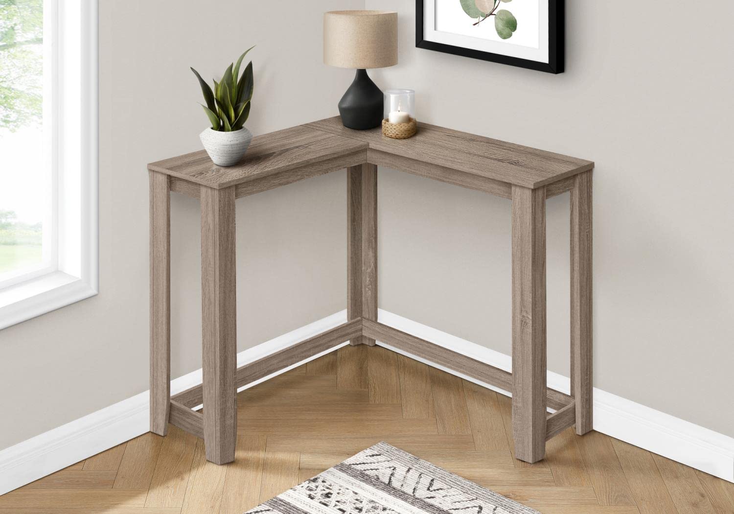 Monarch Specialties 3659 Accent Table, Console, Entryway, Narrow, Corner, Living Room, Bedroom, Laminate, Brown, Contemporary, Modern Table-36 / Dark Taupe, 35.5&Quot; L X 35.5&Quot; W X 32&Quot; H
