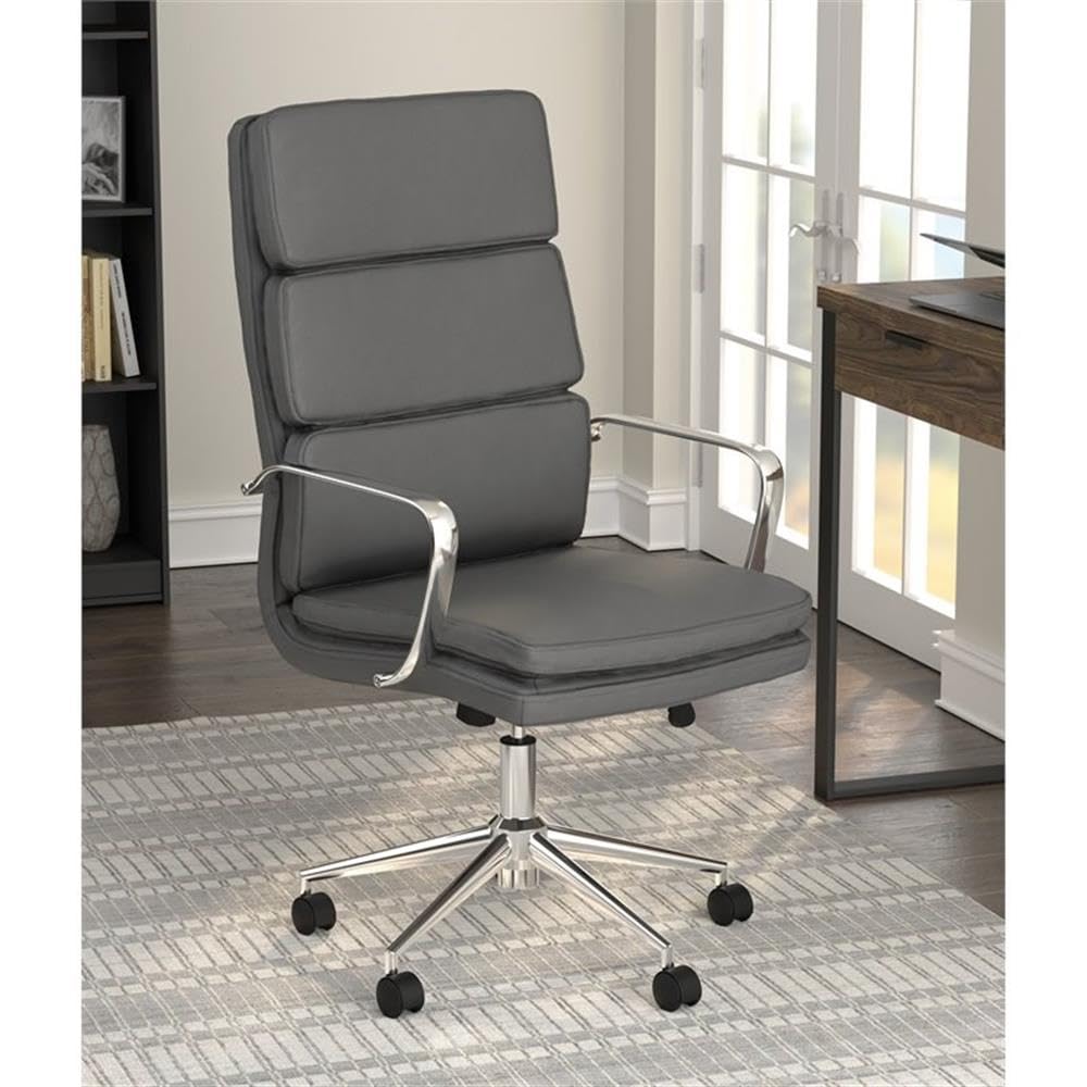 Coaster Home Furnishings High Back Upholstered Office Chair Grey and Chrome