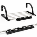 HEEJ Foldable Clothes Drying Rack, Stainless Steel Rods, Wall Mounted, Black, Balcony Laundry Hanger with Hooks (Multicolor)