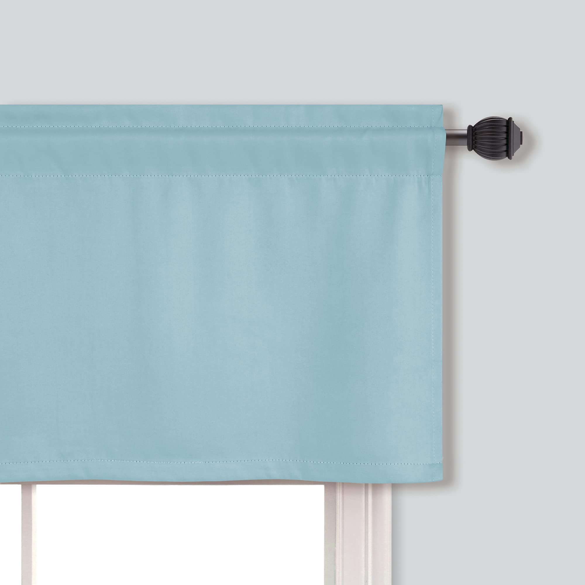 Light Blue Window Valances For Kids Room Girls Nursery 2 Pack Rod Pocket Light Blocking Thermal Insulated Blackout Living Room K