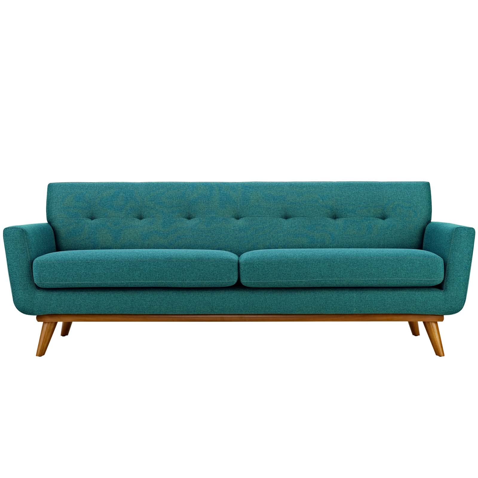 Modway Engage Mid-Century Modern Upholstered Fabric Sofa In Teal