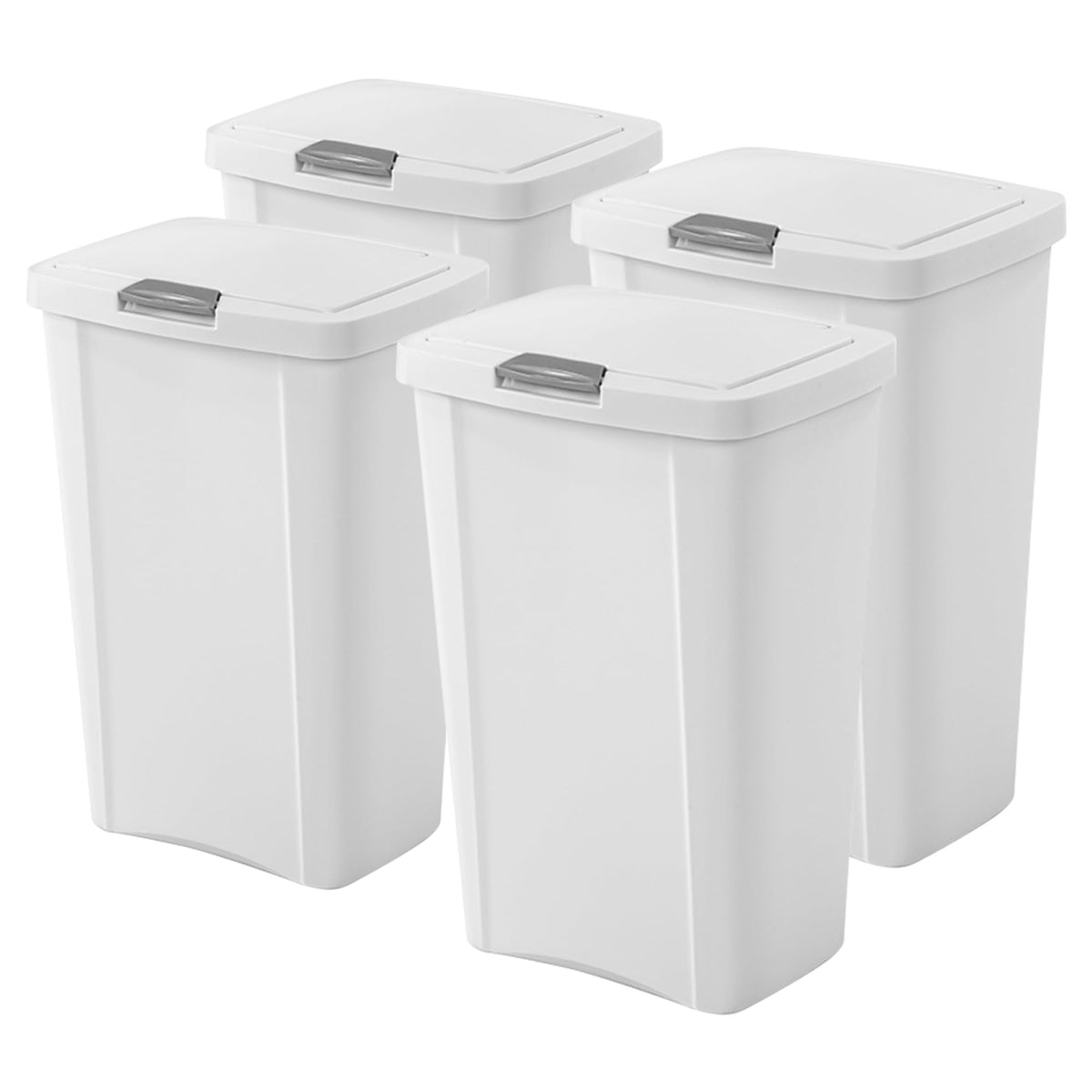 Sterilite 13 Gallon TouchTop Wastebasket Trash Can Garbage Recycle Bin with Titanium Latch for Kitchen, Garage, Basement, or Off