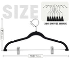 Ulimart 36-Pack Black Velvet Hangers,Pants Hangers With Clips Adjustable,Felt Hangers,Heavy-Duty,Non-Slip,Space Saving,Slim Clot