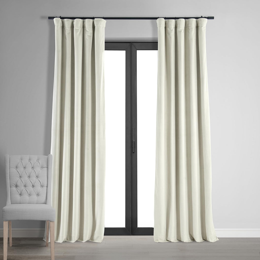 Hpd Half Price Drapes Signature Velvet Thermal Blackout Curtains For Living Room 84 Inch Long (1 Panel) Rod Pocket Insulated Blackout Curtains For Bedroom Window Curtains, 50W X 84L, Porcelain White