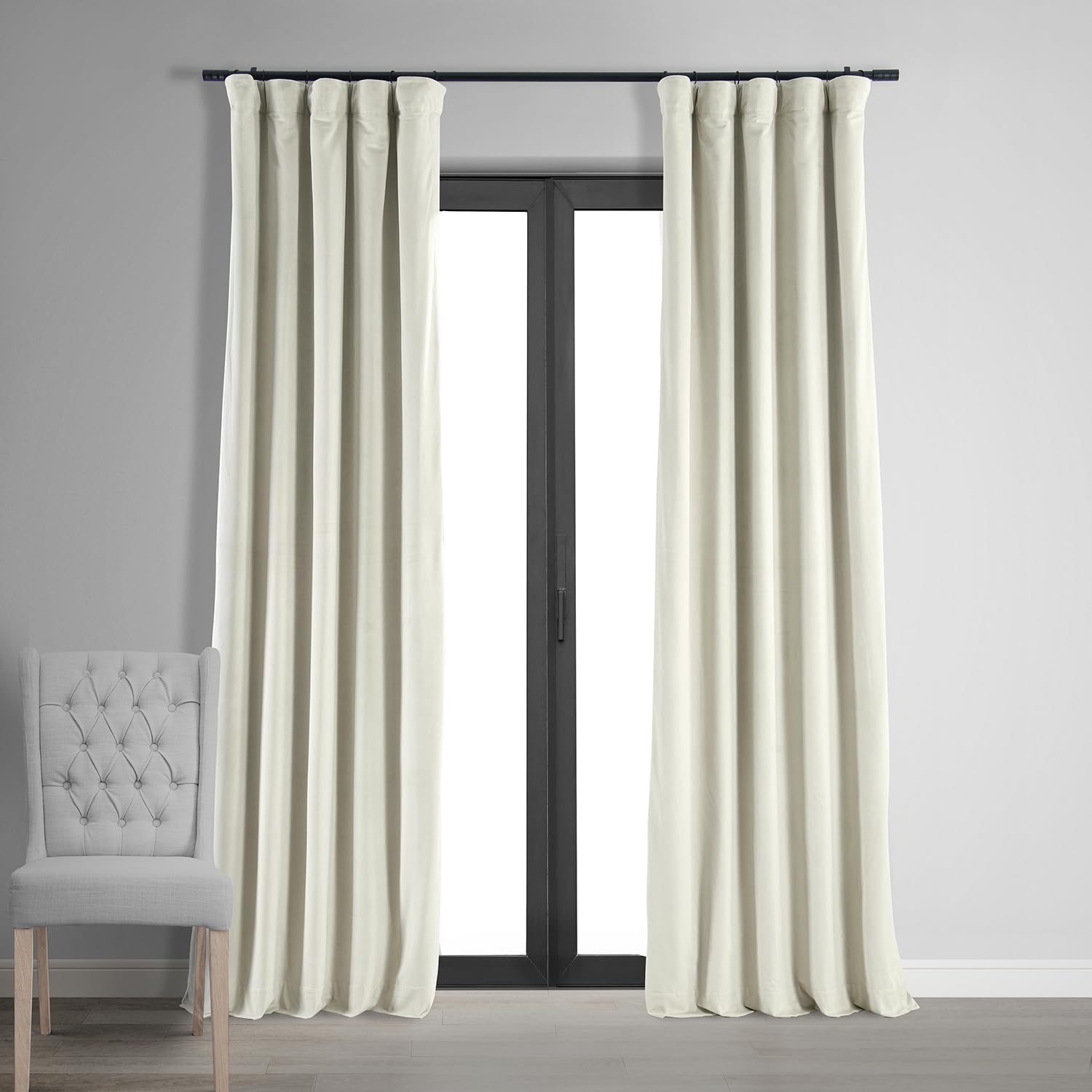 Hpd Half Price Drapes Signature Velvet Thermal Blackout Curtains For Living Room 84 Inch Long (1 Panel) Rod Pocket Insulated Blackout Curtains For Bedroom Window Curtains, 50W X 84L, Porcelain White