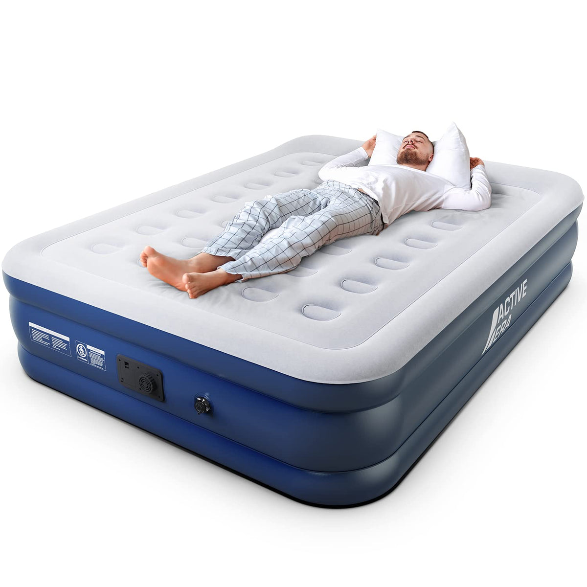 Active Era King Size Air Mattress With Built-In Pump Raised - Premium Elevated Inflatable Mattress Airbed With Raised Pillow - P