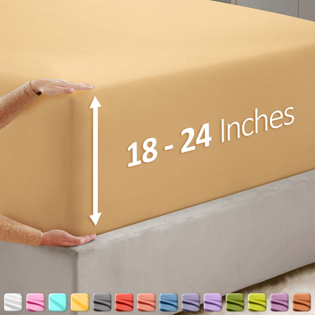 Nestl Extra Deep Pocket King Fitted Sheet, Camel Gold Fitted Sheet King Size, 1800 Microfiber King Fitted Sheet Only, Soft King Bed Fitted Sheet Fits Up To 24 Inch Mattress - King Size Fitted Sheets