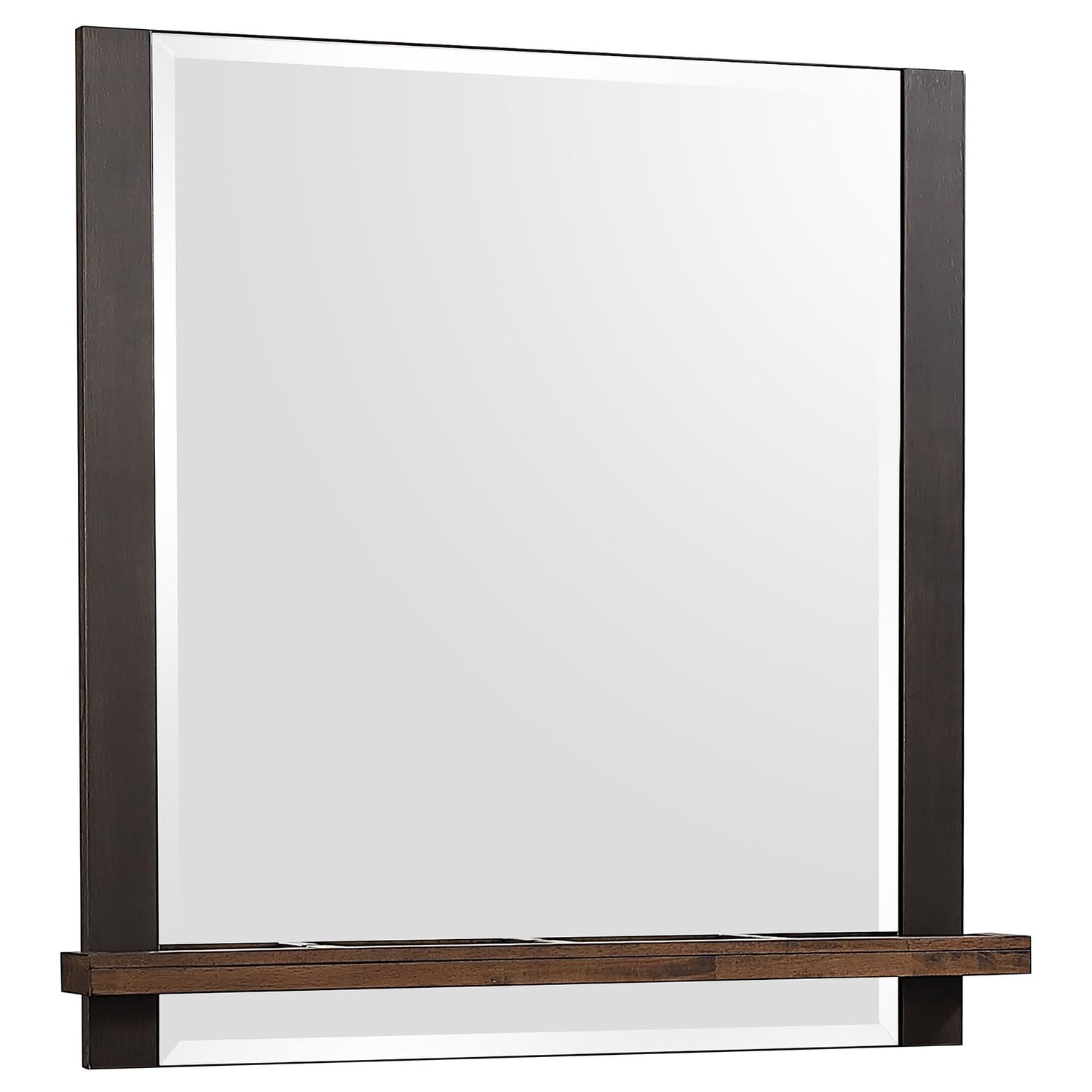 Coaster 38.5" X 39.25" Modern Wood Mirror With Jewelry Tray In Walnut