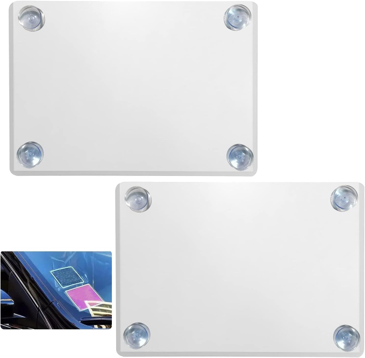 Motain Rideshare Sign/Parking Permit Clear Sun Protection Holder - 2 Pack Pvc Removable Pocket Holder - Includes 8 Strong Suctio