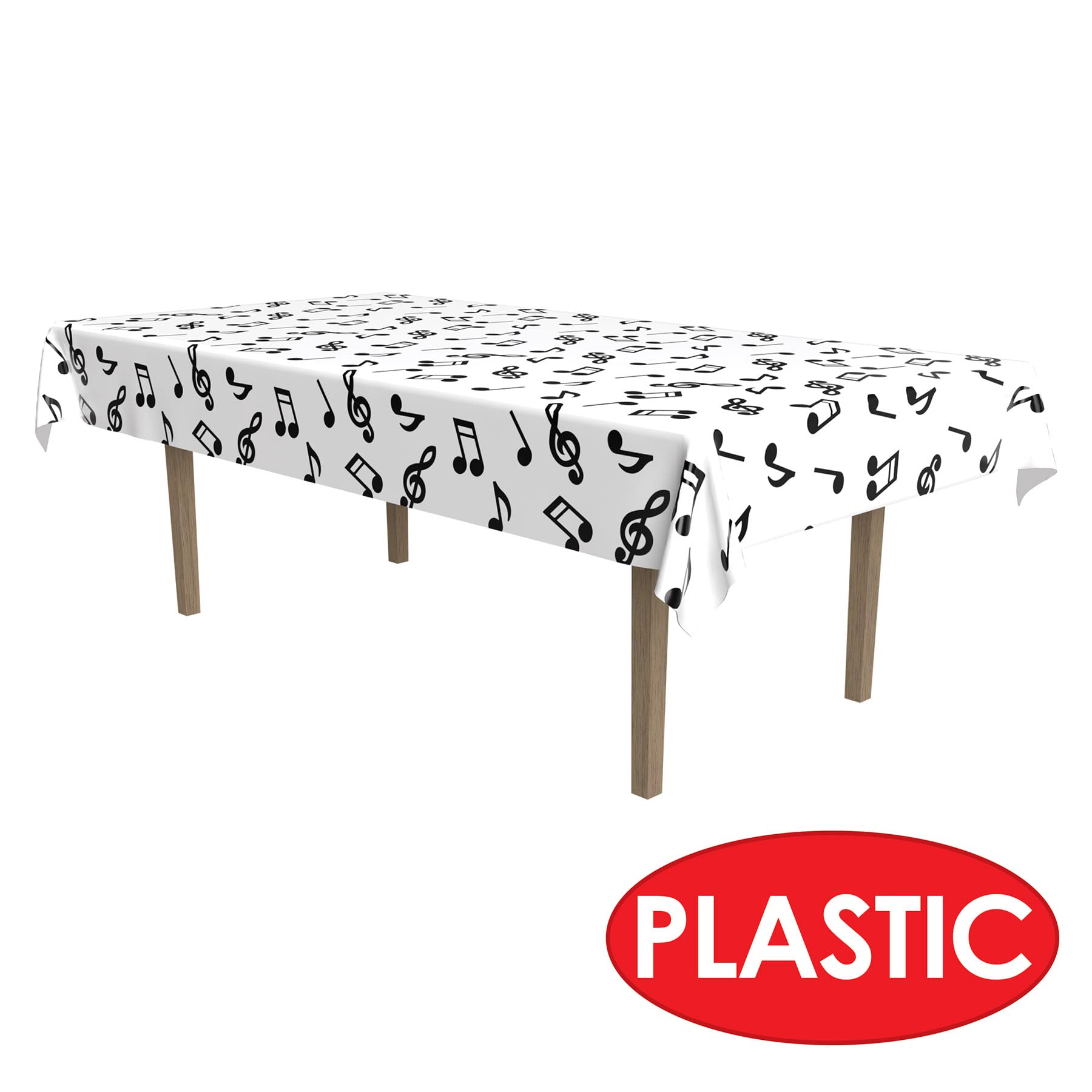Beistle Musical Notes Tablecover, 54” X 108” – Plastic Table Cloth, Music Notes Party Decorations, Music Themed Party Decorations, Music Decorations, Music Birthday Decorations