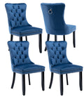 Upholstered Dining Chairs Set Of 4, Velvet Dining Room Chairs With Back Ring Pull Trim And Solid Wood Legs, Tufted Wingback Kitc