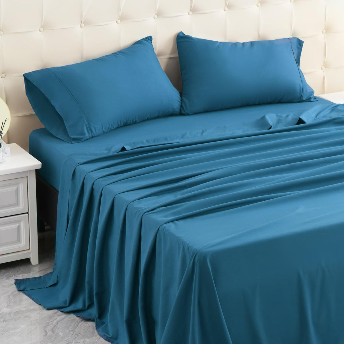 Micoral King Bed Sheets Set, Soft Breathable Bedding Sheet Set, Sheets Set With 16'' Deep Pocket Design (4 Pieces, King, Paon)