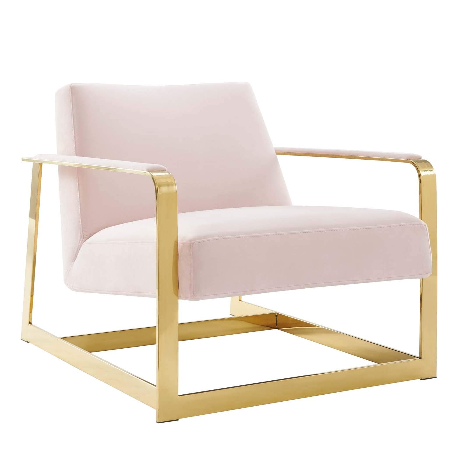 Modway Seg Performance Velvet Accent Chair, Gold Pink