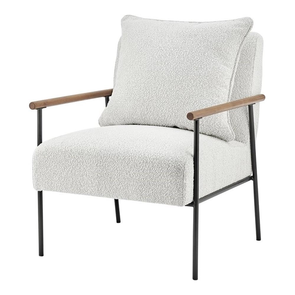 Npd Furniture And More Quinton Fabric Arm, Boucle Beige Accent Chair