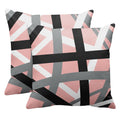 Emvency Set Of 2 Throw Pillow Cover Soft Pink Black Stripes Grey White Design Retro Decorative Pillow Case Striped Home Decor Sq