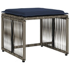 vidaXL 7-Piece Patio Dining Set with Cushions - Gray Poly Rattan & Powder-Coated Steel Outdoor Garden Furniture - Arm Chairs, Armless Chairs, Stools - Compact Storage & Removable Covers