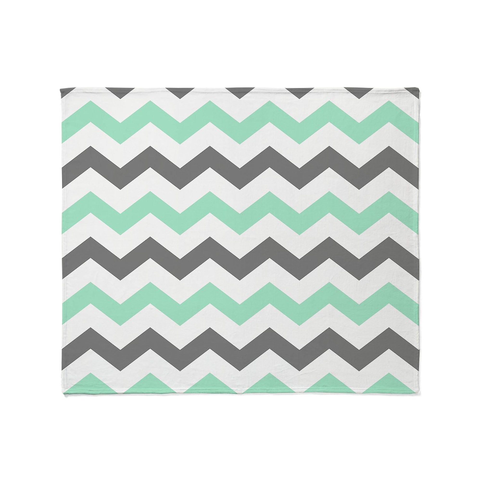 Cafepress Mint And Gray Chevron Pattern Throw Blanket Super Soft Fleece Plush Throw Blanket, 60 'X50 '