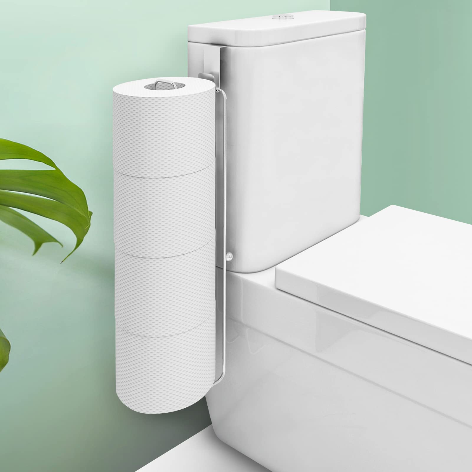 Conworld Toilet Paper Holder Wall Mount Brushed Nickel for 4 Roll Tissue, 1 Pack Bathroom Toilet Paper Storage Over The Tank, St