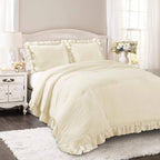 Lush Decor Reyna Ruffle Comforter Set - 3 Piece Cozy Ruffled Bedding Set - Timeless Elegance And Comfort For Bedroom - King, Lak