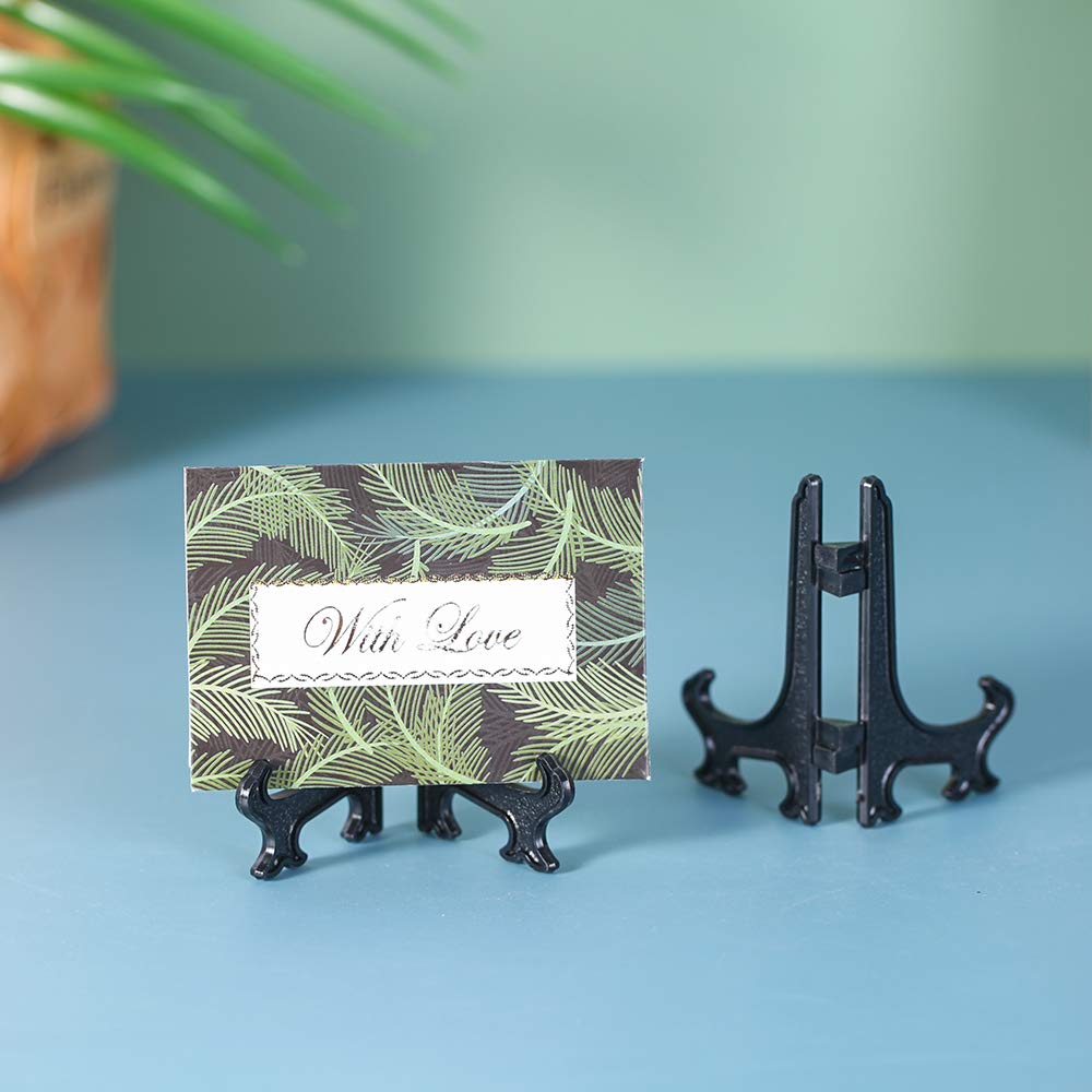 Artliving 3'' Black Plastic Stand Cookie Holder Display Stand Place Card Holder Display Easels At Weddings, Birthday Party(24 Pa