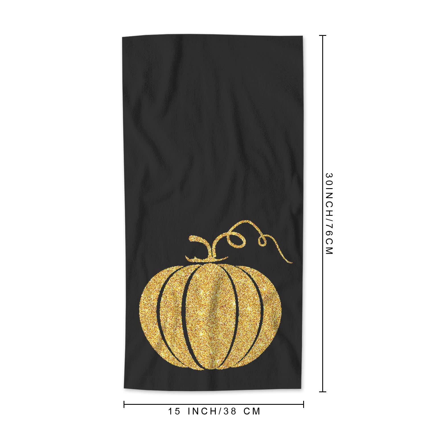 Aoyego Gold Glitter Pumpkin Bath Towel Thanksgiving Day Halloween Autumn Festival Beach Bath Towels Soft Microfiber Yoga/Golf/Sw