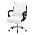 Easy-Going Reversible Office Chair Cover Water Resistant Dining Chair Cover Soft Desk Computer Chair Slipcover With Anti-Slip Buckle For Armchair Or Armless Chair (Large, White/White)