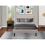 East West Furniture FN08F-1GA07 2-Pc Platform Bedroom Furniture Set with 1 Wood Bed Frame and a Bedroom Nightstand - Reliable and Durable Manufacturing - Mist Beige Linen Fabric