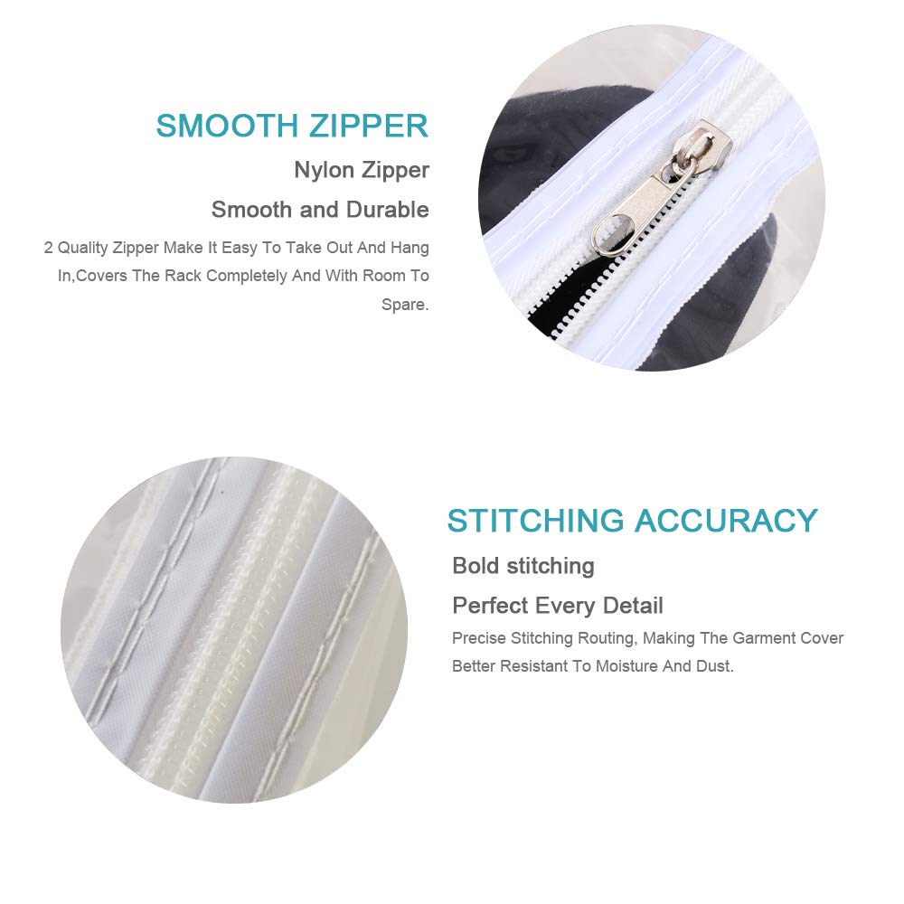 Ruibo Clear Garment Rack Cover For Clothes Rack Cover With 2 Durable Zipper/Clothing Waterproof, Dustproof Protector (M:59X20X60