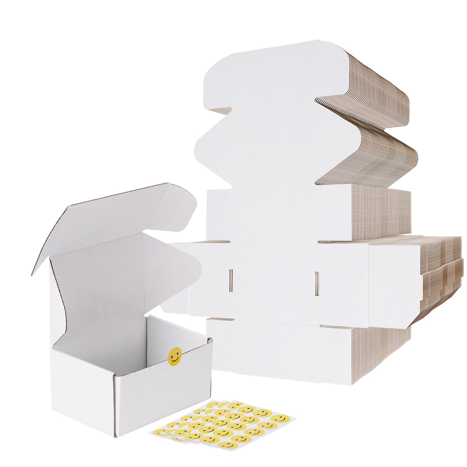 Rlavbl 6X4X3 Shipping Boxes Set Of 50, White Corrugated Cardboard Box For Packing, Mailing, Business