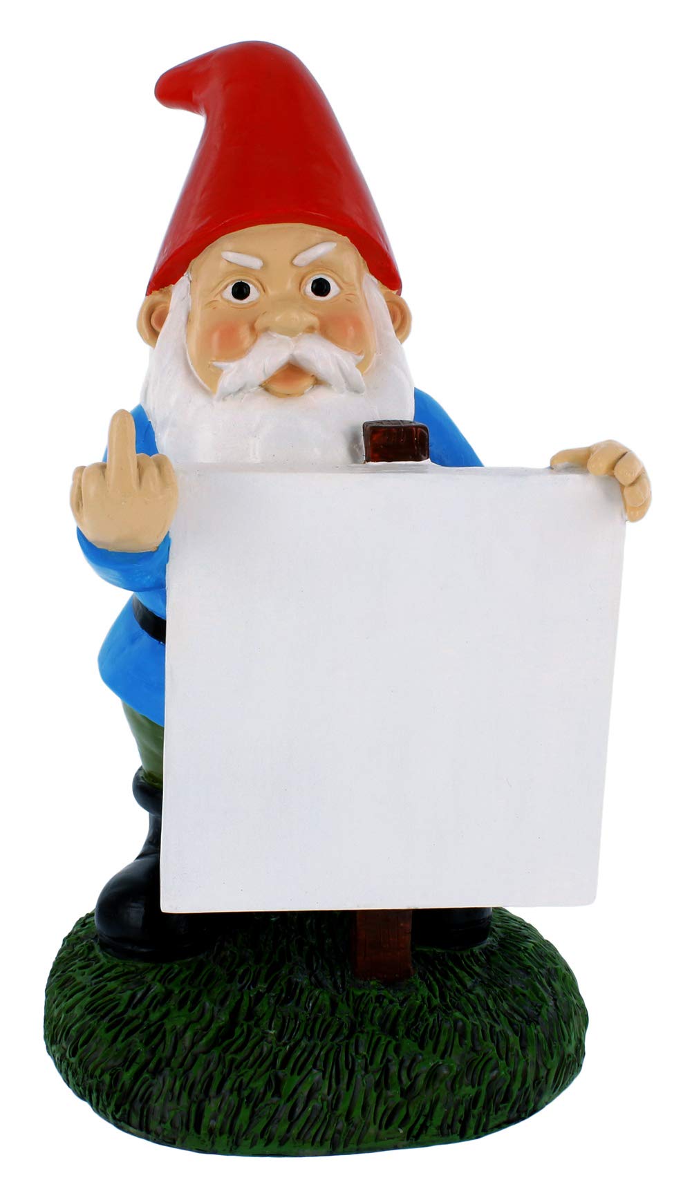 Gnometastic Gnomes - Middle Finger Gnome With Blank Lawn Sign, 9In - Funny Garden Gnomes Outdoor Decorations For Yard, Naughty G