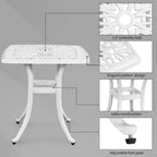 Vingli 21” Cast Aluminum Outdoor Side Table With 1.6” Umbrella Hole, All Weather Square Patio Coffee Table Porch Table Outdoor Bistro Table Outdoor End Table (White)…