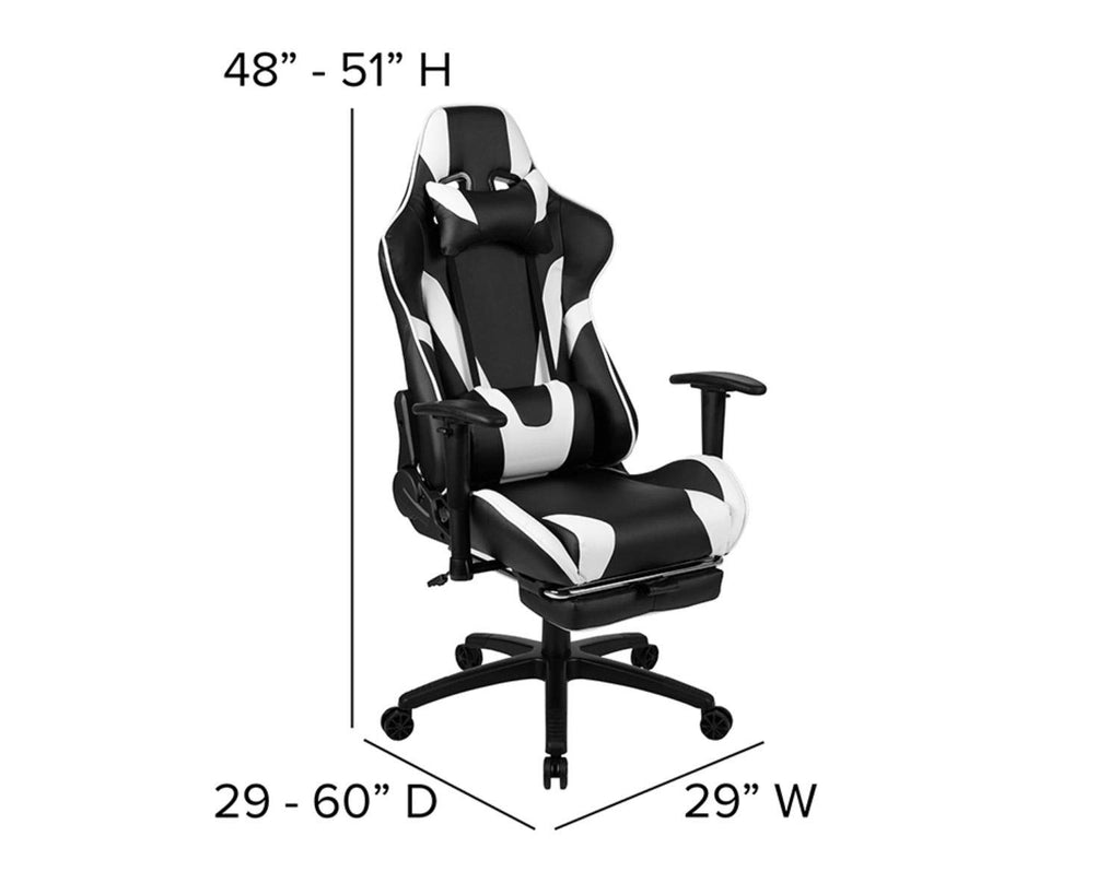 Flash Furniture X30 Gaming Chair Racing Office Ergonomic Computer Chair With Fully Reclining Back And Slide-Out Footrest In Black Leathersoft