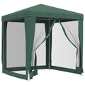 vidaXL Party Tent with Mesh Sidewalls - 6.6x6.6 Green HDPE Outdoor Gazebo with Waterproof & UV-Resistant Cover and Sturdy Iron