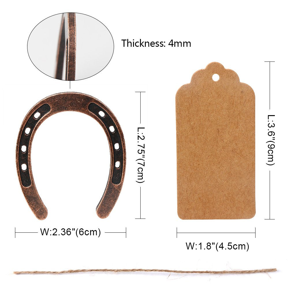 Ourwarm 10Pcs Good Lucky Horseshoe Wedding Favors With Kraft Tags Rustic Horseshoe Gifts For Vintage Wedding Party Decorations