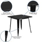 Flash Furniture Felix Commercial Grade 31.5" Square Black Metal Indoor-Outdoor Table