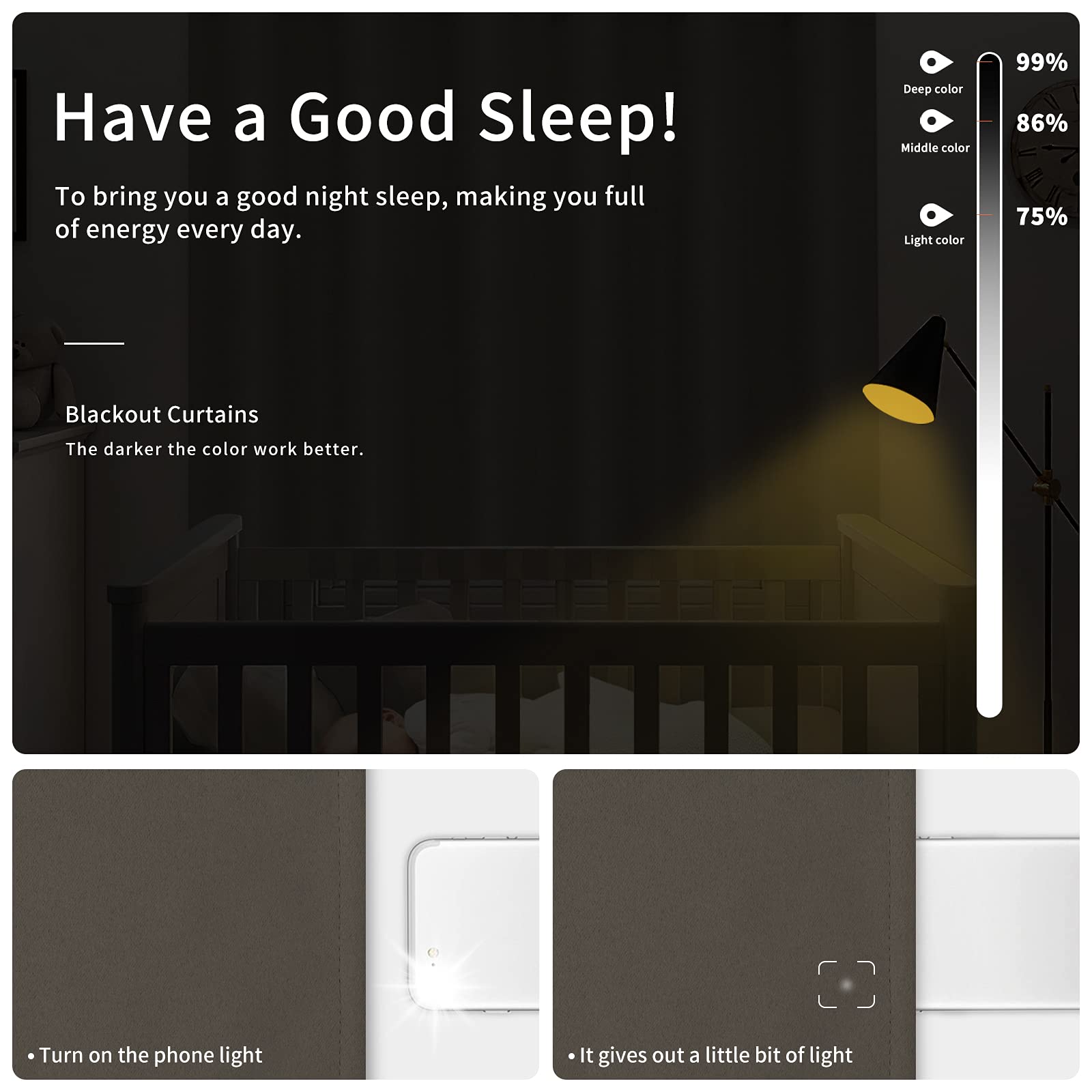 Easy-Going Blackout Curtains For Bedroom, Solid Thermal Insulated Grommet And Noise Reduction Window Drapes, Room Darkening Curtains For Living Room, 2 Panels(42X84 In, Taupe)