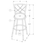 Monarch Specialties 2375 Stool, Set of 2, Swivel, Bar Height, Metal, Pu Leather Look, Black, Contemporary, Modern Barstool, 16' L x 16' W x 44' H