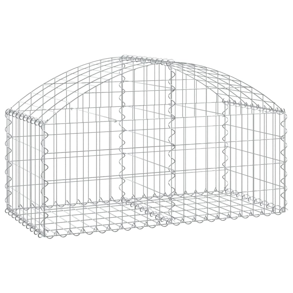 vidaXL Arched Gabion Basket of Galvanized Iron - Sturdy, Garden Barrier with Easy Assembly and Wide Application, Silver
