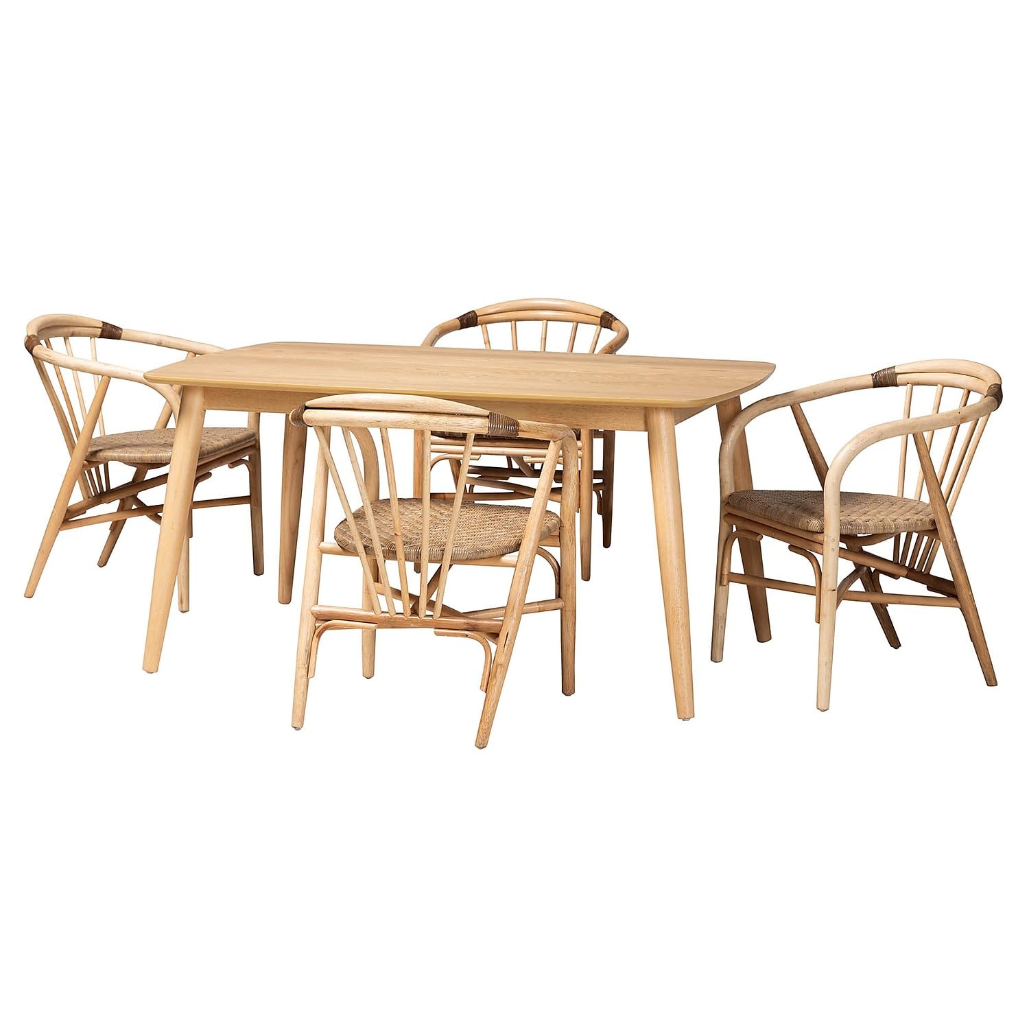 Baxton Studio Kyoto 59.1-inch W Dining Set, Natural Brown, 5-Piece (2341283213283HT)