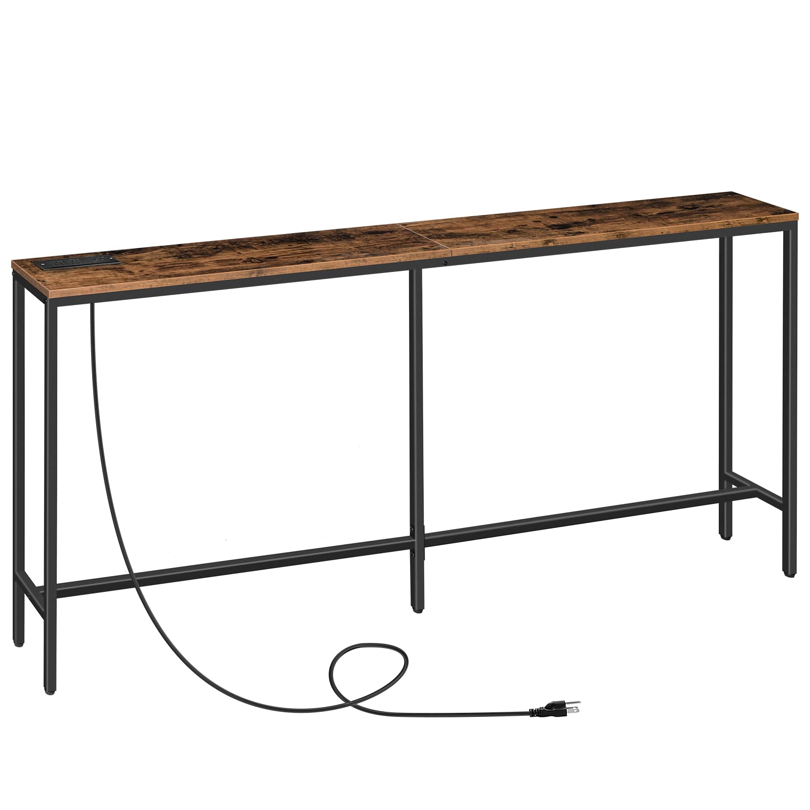 Mahancris Console Table With Power Outlet, 70.9' Narrow Sofa Table, Industrial Entryway Table With Usb Ports, Behind Couch For Entryway, Hallway, Foyer, Living Room, Rustic Brown Cthr18E01Z1