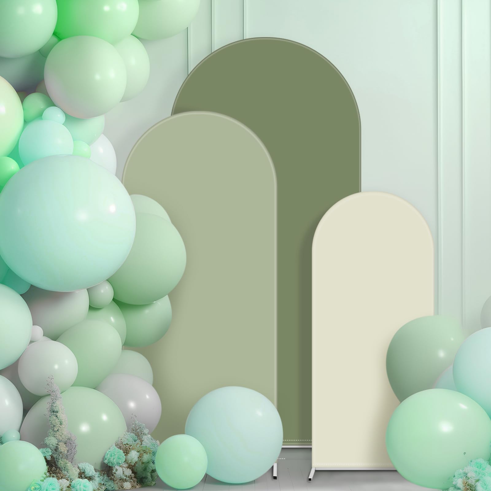 Vitalcozy Set Of 3 Wedding Arch Cover 4/5/6 Ft Fabric Arch Backdrop Cover Double Sided Fitted Spandex For Baby Shower Birthday P