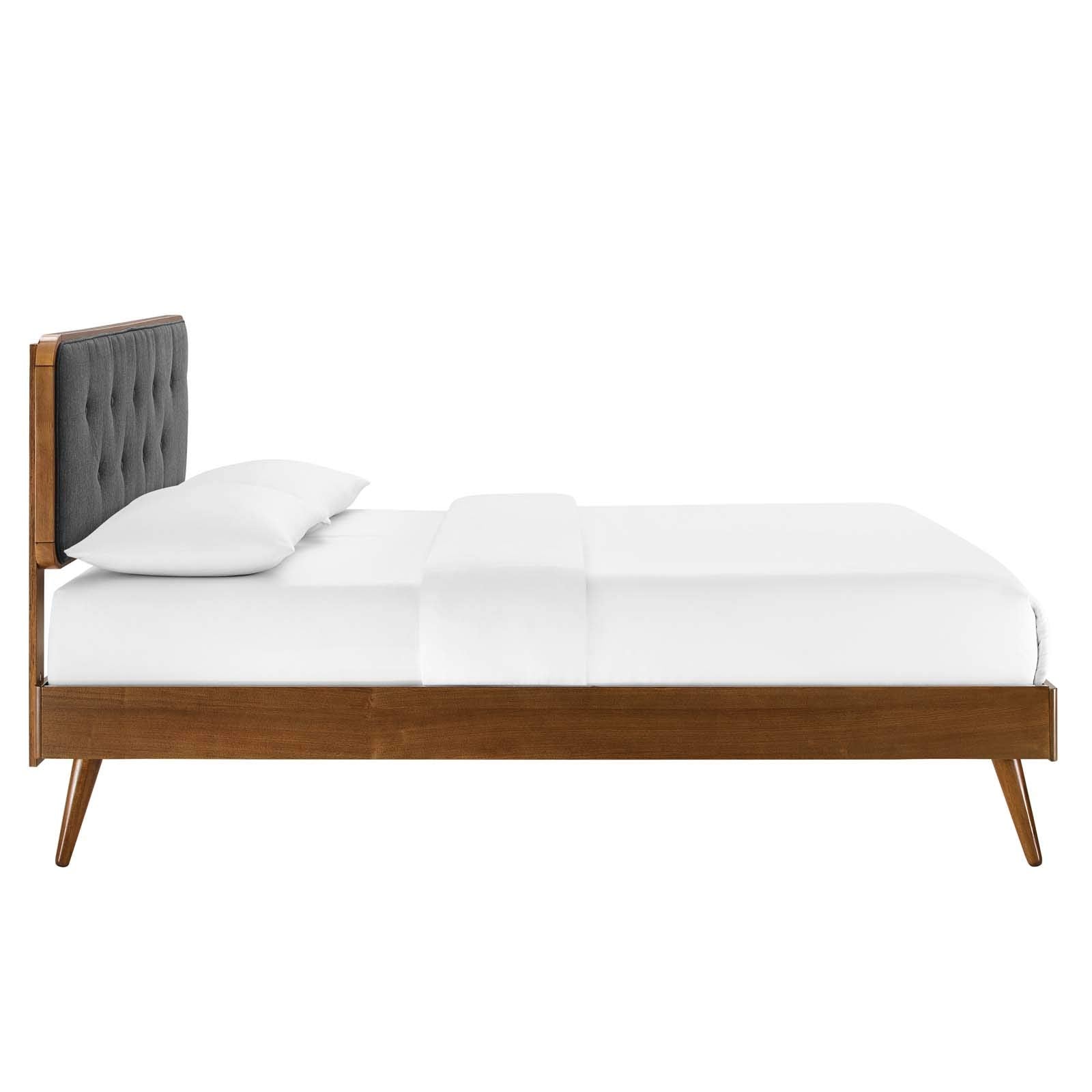 Modway Mod-6647-Wal-Cha Bridgette King Wood Platform Bed With Splayed Legs, Walnut Charcoal