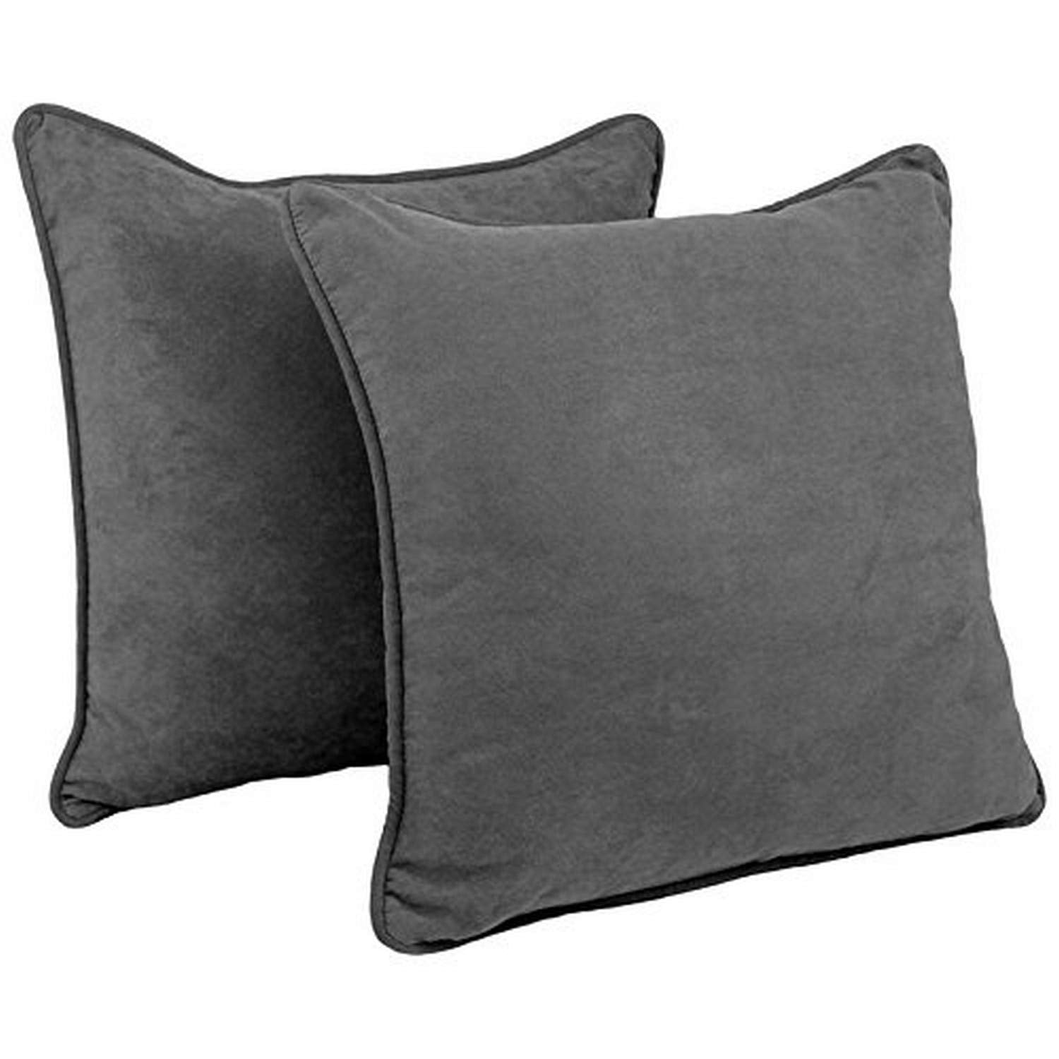 Blazing Needles Corded Microsuede Floor Pillows (Set of 2), 25&quot;, Steel Grey