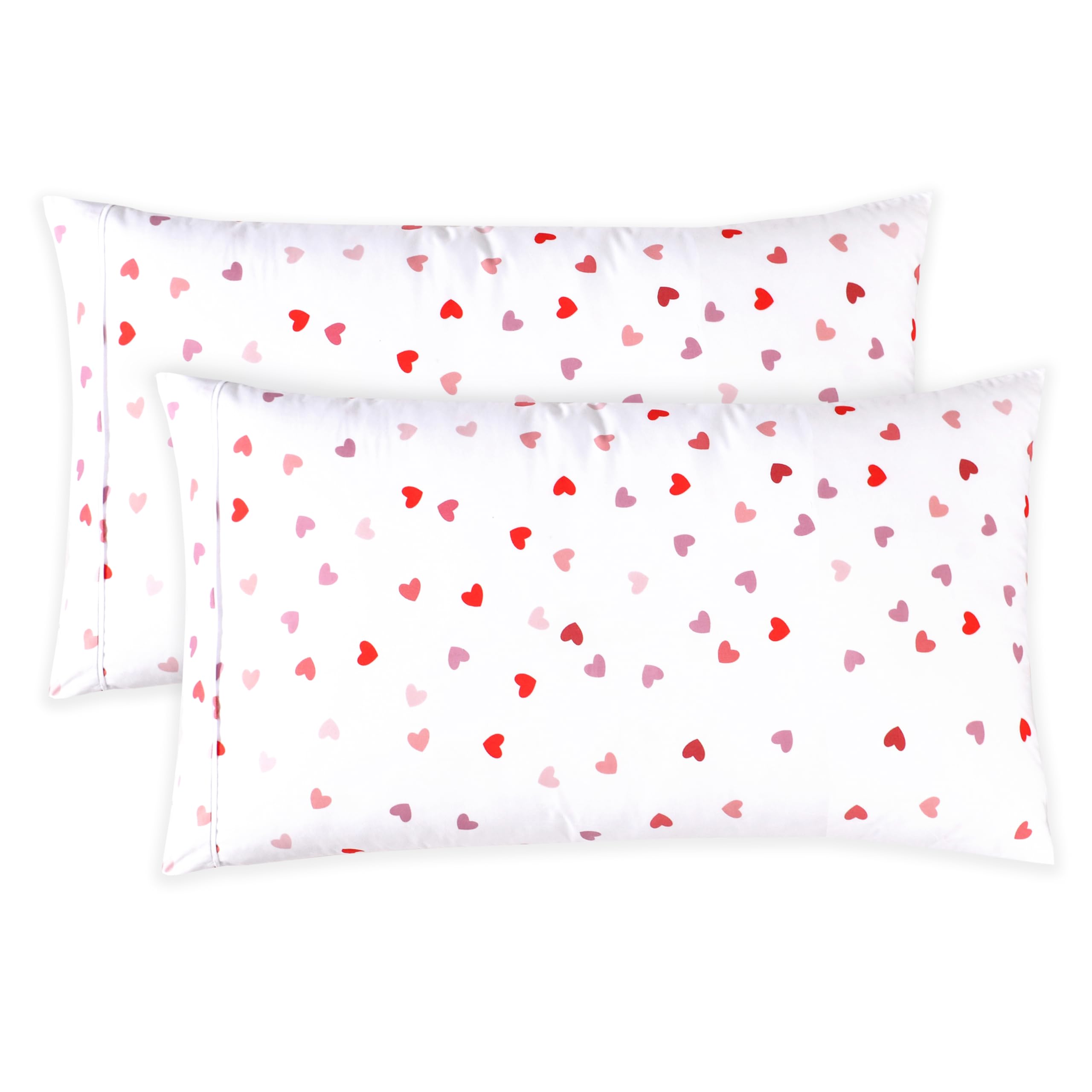 Elegant Comfort Ultra Soft Set Of 2 Hearts Print Pillowcases - 1500 Premium Hotel Quality Microfiber, Soft And Smooth Envelope C