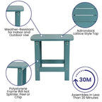 Flash Furniture Charlestown Tiered Commercial Poly Resin Adirondack Side Table - Teal - All-Weather - Indoor/Outdoor