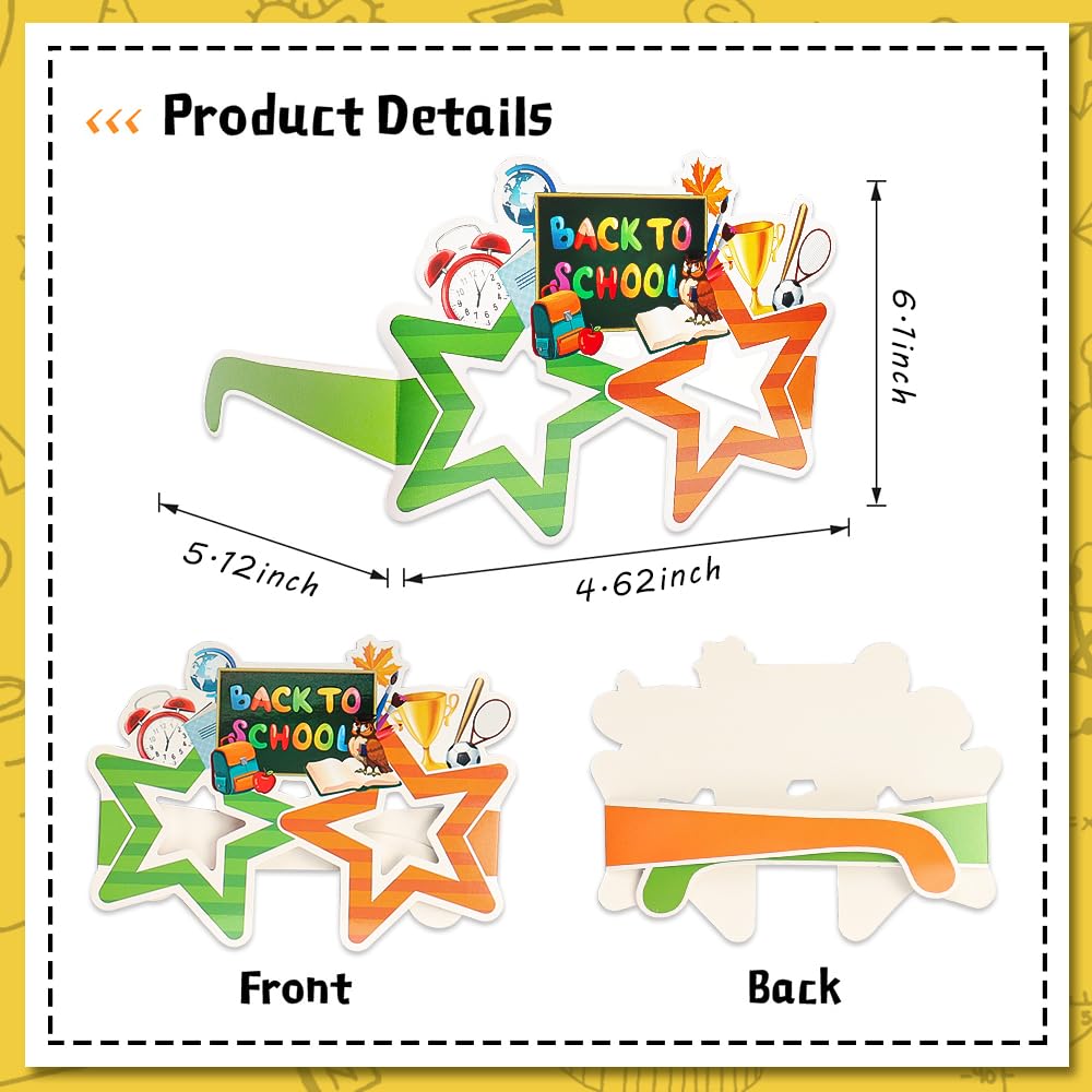 12 Pcs Back To School Photo Props For Kids First Day Of School, Colorful Gnomes Paper Eyeglasses Frame Back To School Party Favo