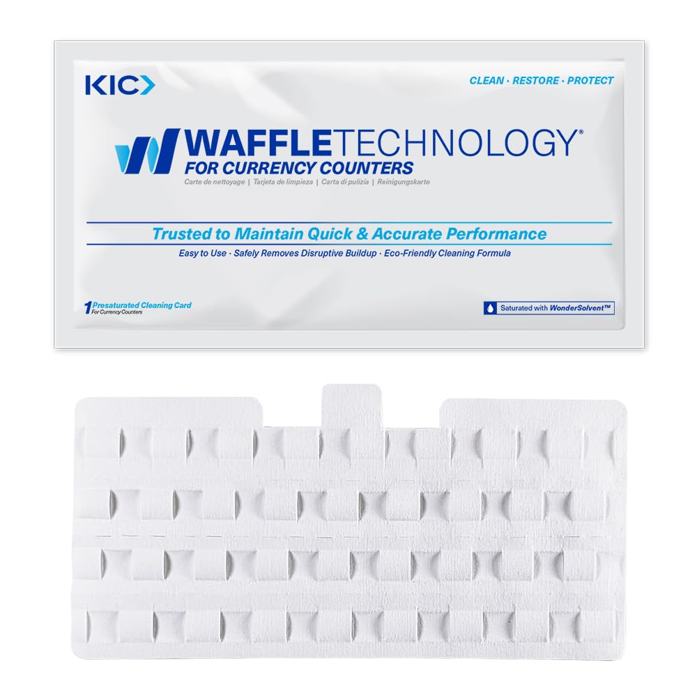 Kicteam - Waffletechnology Cleaning Cards For Money Counter Machine (15 Cards)- Presaturated With Wondersolvent - 3' X 6.25' -